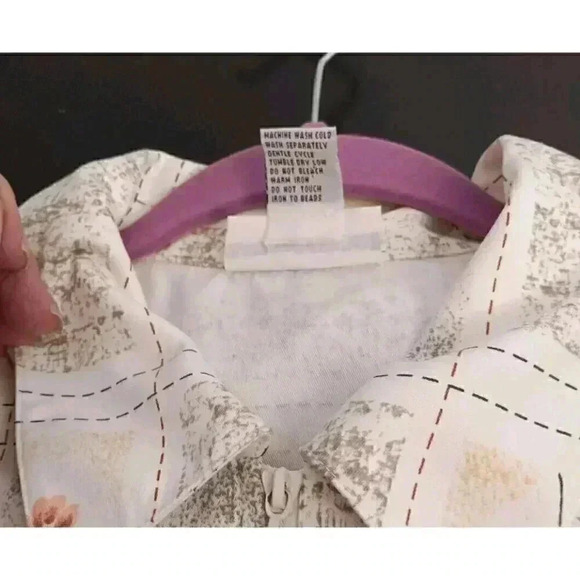 "ALFRED DUNNER SZ 16 Floral Zip Jacket Elastic Waist / Wristbands Womens EUC‎ - Picture 6 of 6